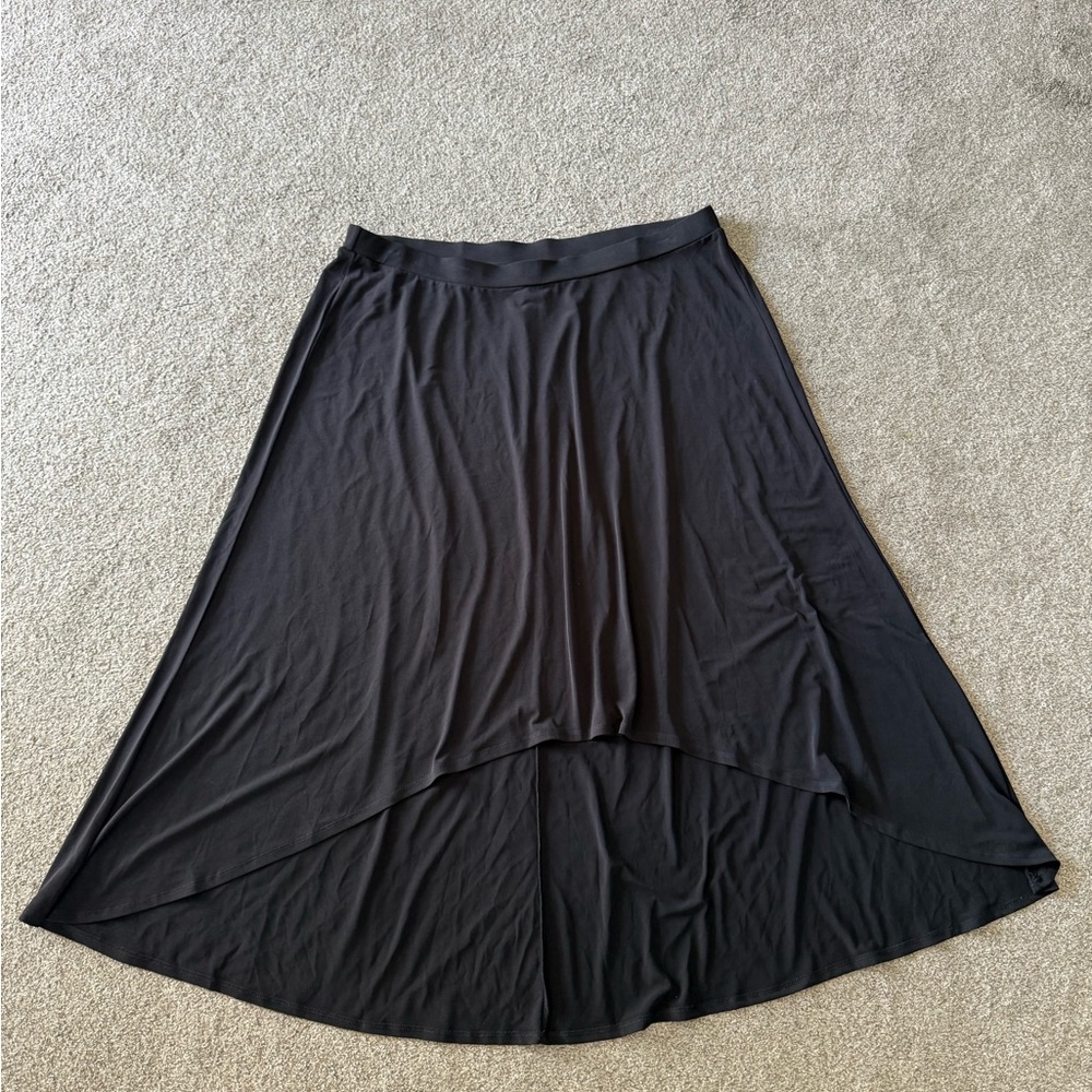Catherines High Low Skirts size 1X Asymmetrical Black Flowy Maxi elastic waist - Picture 7 of 7